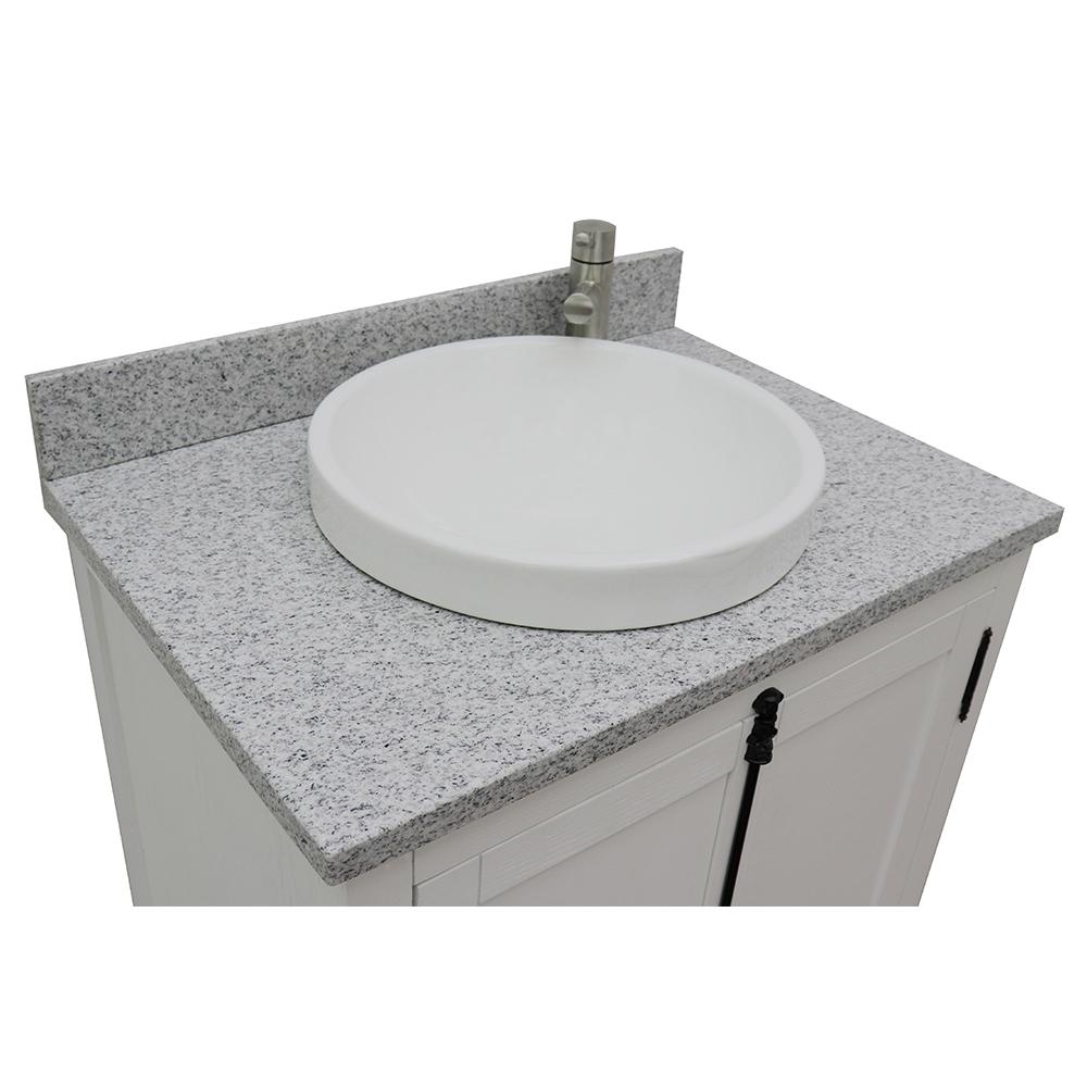 31" Single Vanity In Glacier Ash Finish Top With Gray Granite And Round Sink - Luxe Bathroom Vanities