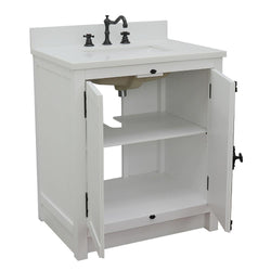 31" Single Vanity In Glacier Ash Finish Top With White Quartz And Rectangle Sink - Luxe Bathroom Vanities