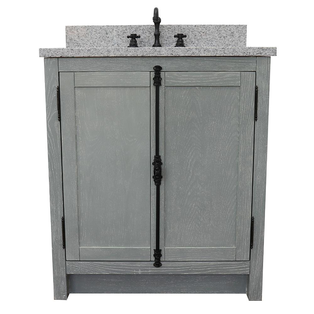 31" Single Vanity In Gray Ash Finish Top With Gray Granite And Oval Sink - Luxe Bathroom Vanities