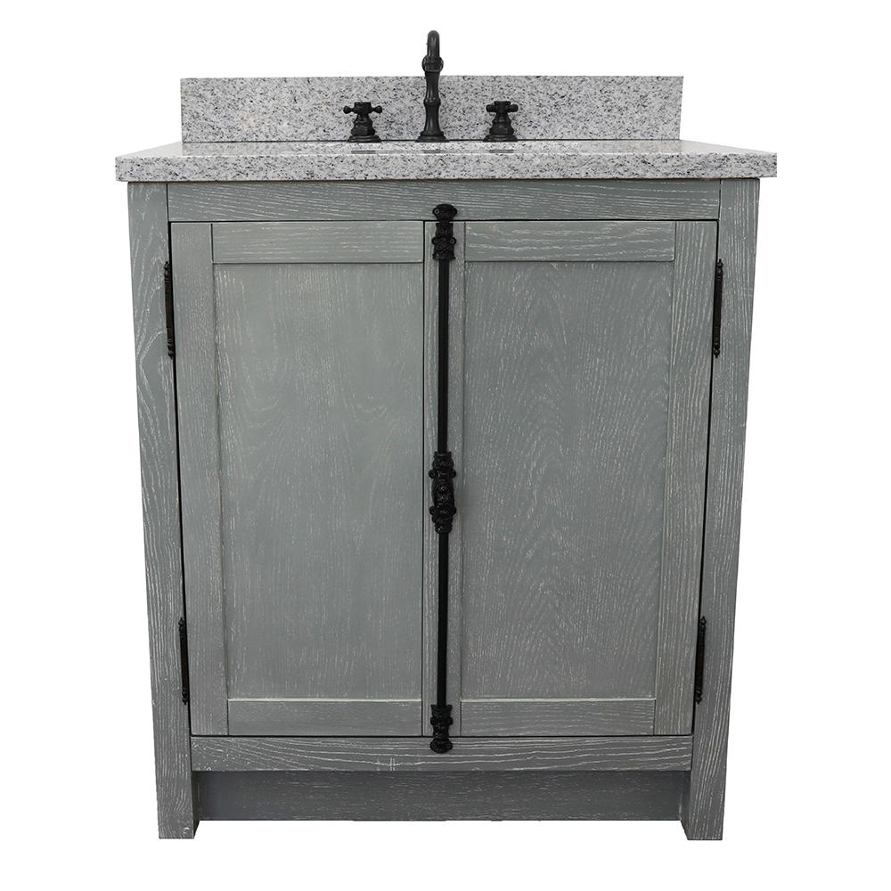 31" Single Vanity In Gray Ash Finish Top With Gray Granite And Rectangle Sink - Luxe Bathroom Vanities