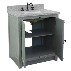 31" Single Vanity In Gray Ash Finish Top With Gray Granite And Rectangle Sink - Luxe Bathroom Vanities
