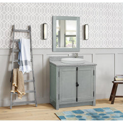 31" Single Vanity In Gray Ash Finish Top With Gray Granite And Round Sink - Luxe Bathroom Vanities