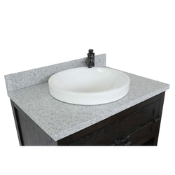 31" Single Vanity In Brown Ash Finish Top With Gray Granite And Round Sink - Luxe Bathroom Vanities