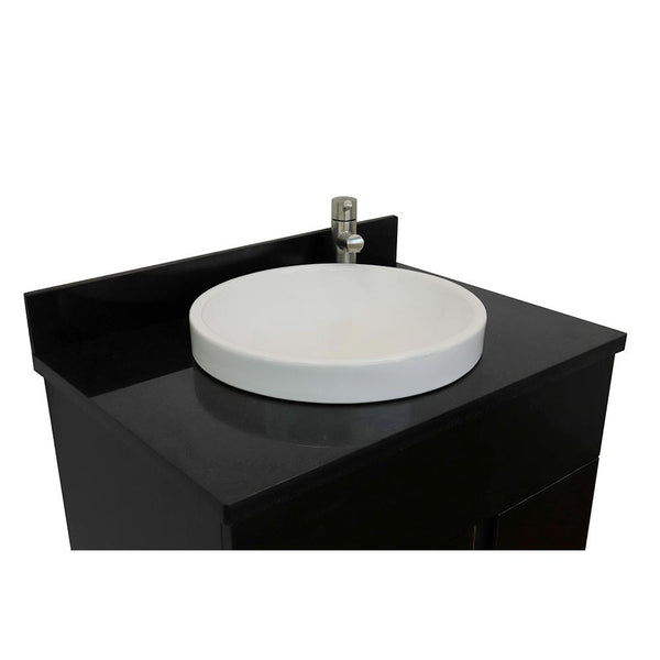 31" Single Vanity In Silvery Brown Finish Top With Black Galaxy And Round Sink - Luxe Bathroom Vanities