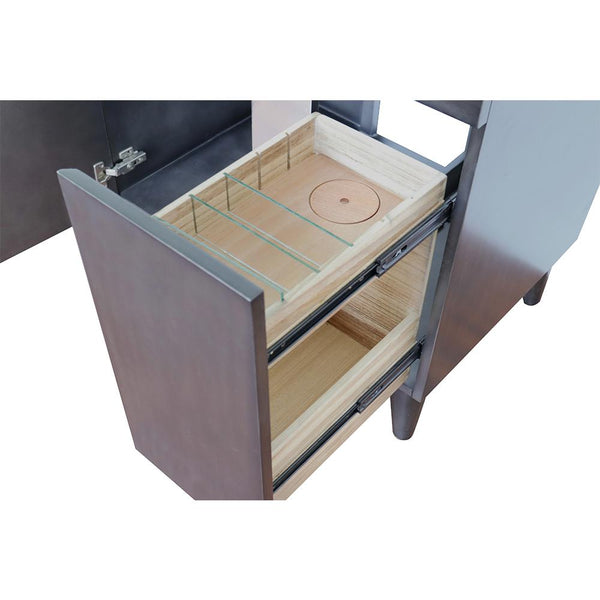 31" Single Vanity In Silvery Brown Finish Top With Black Galaxy And Round Sink - Luxe Bathroom Vanities