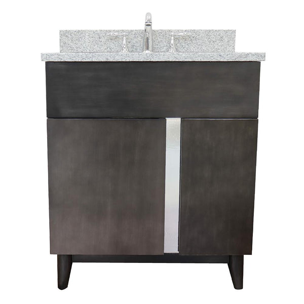 31" Single Vanity In Silvery Brown Finish Top With Gray Granite And Rectangle Sink - Luxe Bathroom Vanities