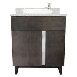 31" Single Vanity In Silvery Brown Finish Top With Gray Granite And Round Sink - Luxe Bathroom Vanities