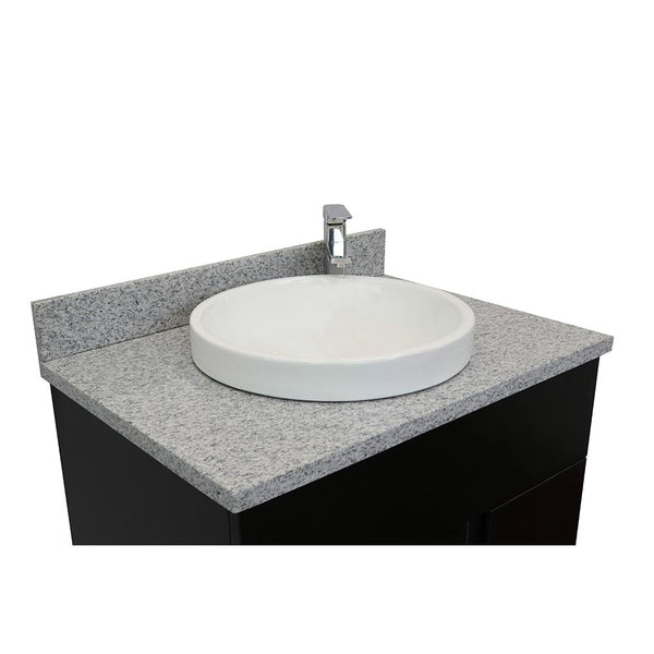 31" Single Vanity In Silvery Brown Finish Top With Gray Granite And Round Sink - Luxe Bathroom Vanities