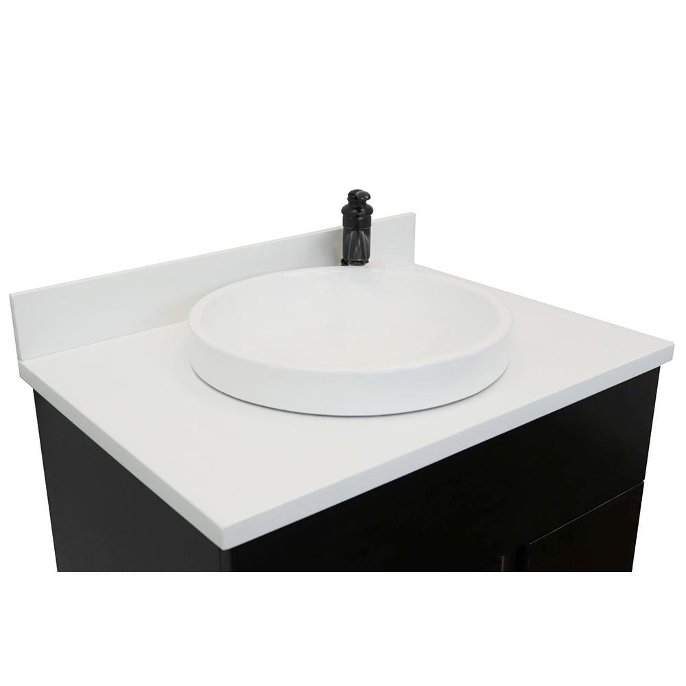 31" Single Vanity In Silvery Brown Finish Top With White Quartz And Round Sink - Luxe Bathroom Vanities