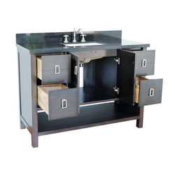 49" Single Vanity In Silvery Brown Finish Top With Black Galaxy And Rectangle Sink - Luxe Bathroom Vanities