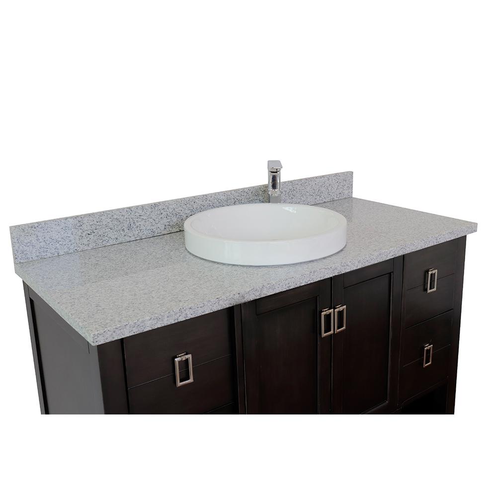 49" Single Vanity In Silvery Brown Finish Top With Gray Granite And Round Sink - Luxe Bathroom Vanities