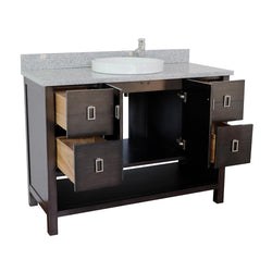 49" Single Vanity In Silvery Brown Finish Top With Gray Granite And Round Sink - Luxe Bathroom Vanities