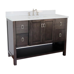 49" Single Vanity In Silvery Brown Finish Top With White Quartz And Rectangle Sink - Luxe Bathroom Vanities