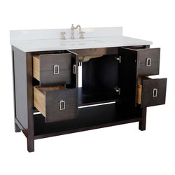 49" Single Vanity In Silvery Brown Finish Top With White Quartz And Rectangle Sink - Luxe Bathroom Vanities