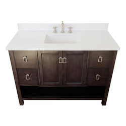 49" Single Vanity In Silvery Brown Finish Top With White Quartz And Rectangle Sink - Luxe Bathroom Vanities