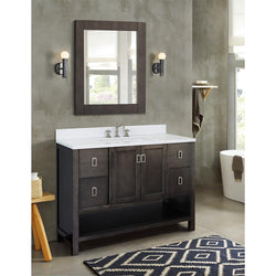 49" Single Vanity In Silvery Brown Finish Top With White Quartz And Rectangle Sink - Luxe Bathroom Vanities