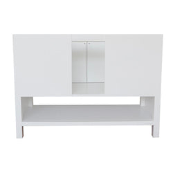49" Single Vanity In White Finish Top With Gray Granite And Oval Sink - Luxe Bathroom Vanities