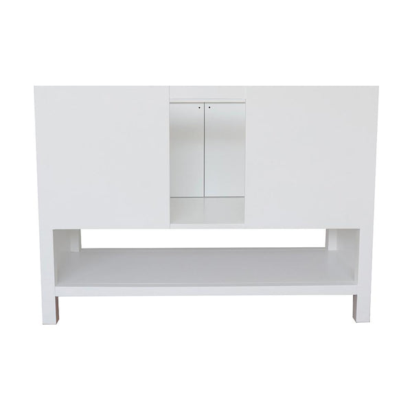 49" Single Vanity In White Finish Top With White Quartz And Oval Sink - Luxe Bathroom Vanities