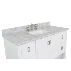 49" Single Vanity In White Finish Top With White Carrara And Rectangle Sink - Luxe Bathroom Vanities