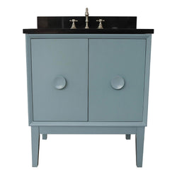 31" Single Vanity In Aqua Blue Finish Top With Black Galaxy And Oval Sink - Luxe Bathroom Vanities