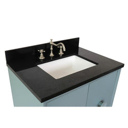 31" Single Vanity In Aqua Blue Finish Top With Black Galaxy And Rectangle Sink - Luxe Bathroom Vanities