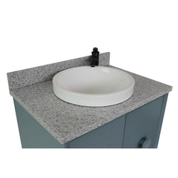31" Single Vanity In Aqua Blue Finish Top With Gray Granite And Round Sink - Luxe Bathroom Vanities