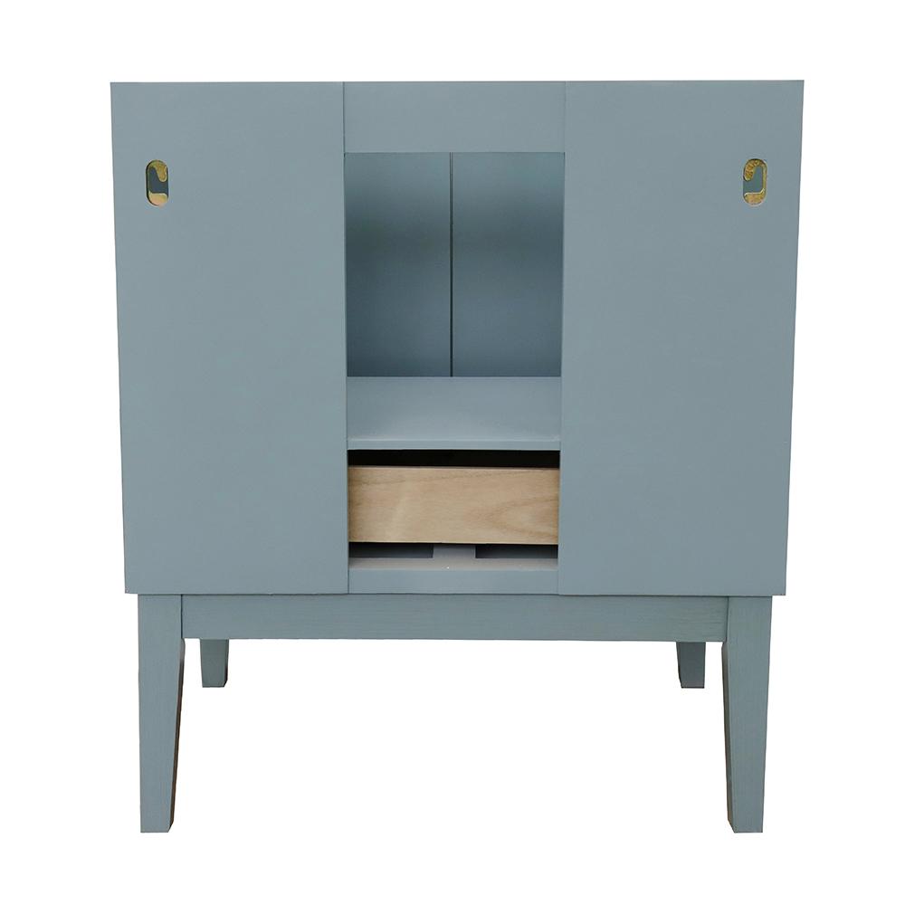 31" Single Vanity In Aqua Blue Finish Top With White Quartz And Oval Sink - Luxe Bathroom Vanities