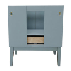 31" Single Vanity In Aqua Blue Finish Top With White Carrara And Round Sink - Luxe Bathroom Vanities
