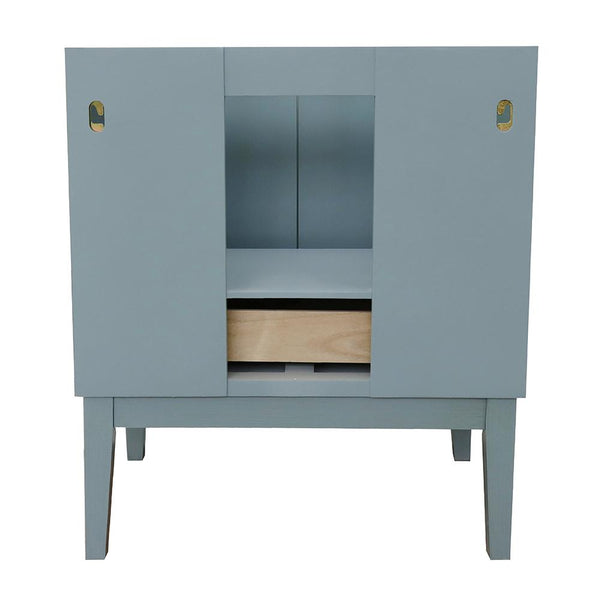 31" Single Vanity In Aqua Blue Finish Top With White Carrara And Round Sink - Luxe Bathroom Vanities