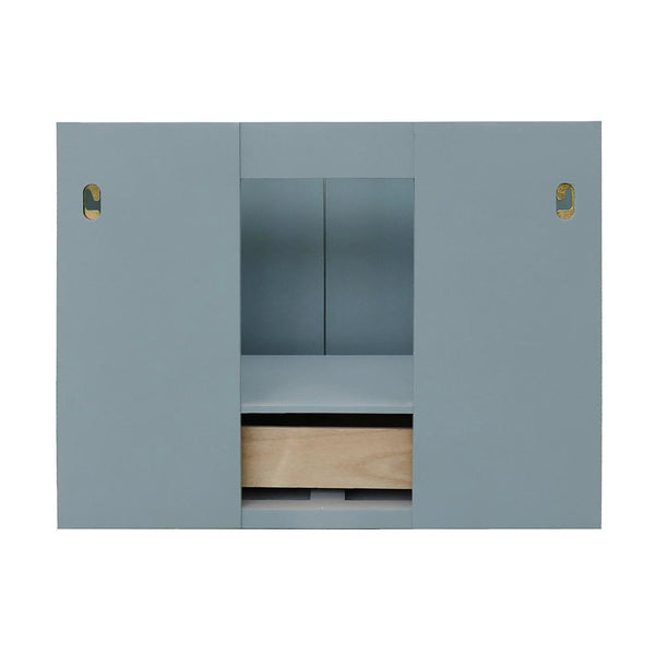 31" Single Wall Mount Vanity In Aqua Blue Finish Top With White Quartz And Rectangle Sink - Luxe Bathroom Vanities