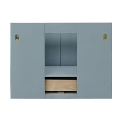 31" Single Wall Mount Vanity In Aqua Blue Finish Top With White Carrara And Rectangle Sink - Luxe Bathroom Vanities