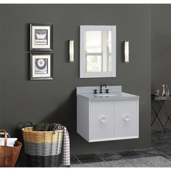 31" Single Wall Mount Vanity In White Finish Top With Gray Granite And Oval Sink - Luxe Bathroom Vanities