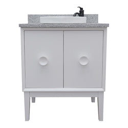 31" Single Vanity In White Finish Top With Gray Granite And Round Sink - Luxe Bathroom Vanities