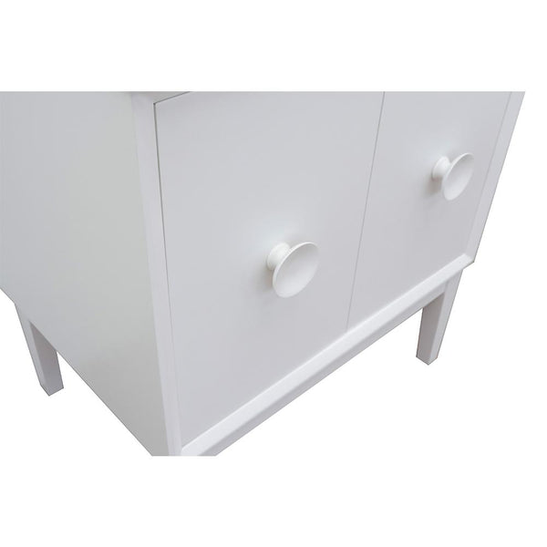 31" Single Vanity In White Finish Top With White Quartz And Oval Sink - Luxe Bathroom Vanities