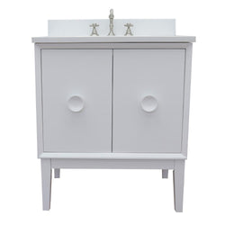 31" Single Vanity In White Finish Top With White Quartz And Rectangle Sink - Luxe Bathroom Vanities