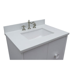 31" Single Vanity In White Finish Top With White Quartz And Rectangle Sink - Luxe Bathroom Vanities