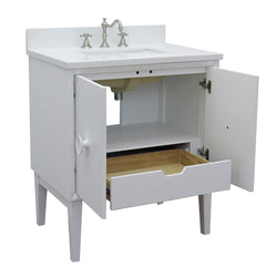 31" Single Vanity In White Finish Top With White Quartz And Rectangle Sink - Luxe Bathroom Vanities