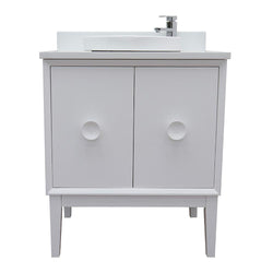 31" Single Vanity In White Finish Top With White Quartz And Round Sink - Luxe Bathroom Vanities