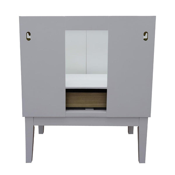 31" Single Vanity In White Finish Top With White Quartz And Round Sink - Luxe Bathroom Vanities