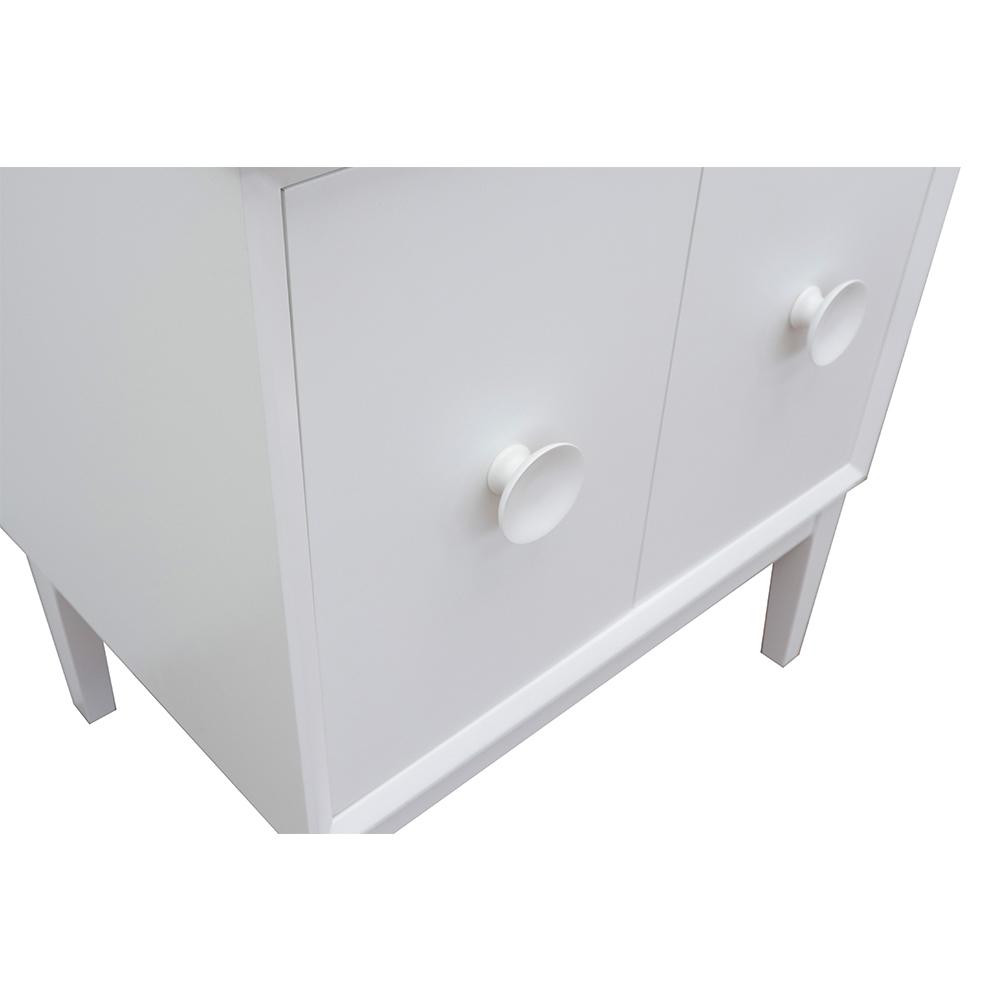 31" Single Vanity In White Finish Top With White Carrara And Round Sink - Luxe Bathroom Vanities