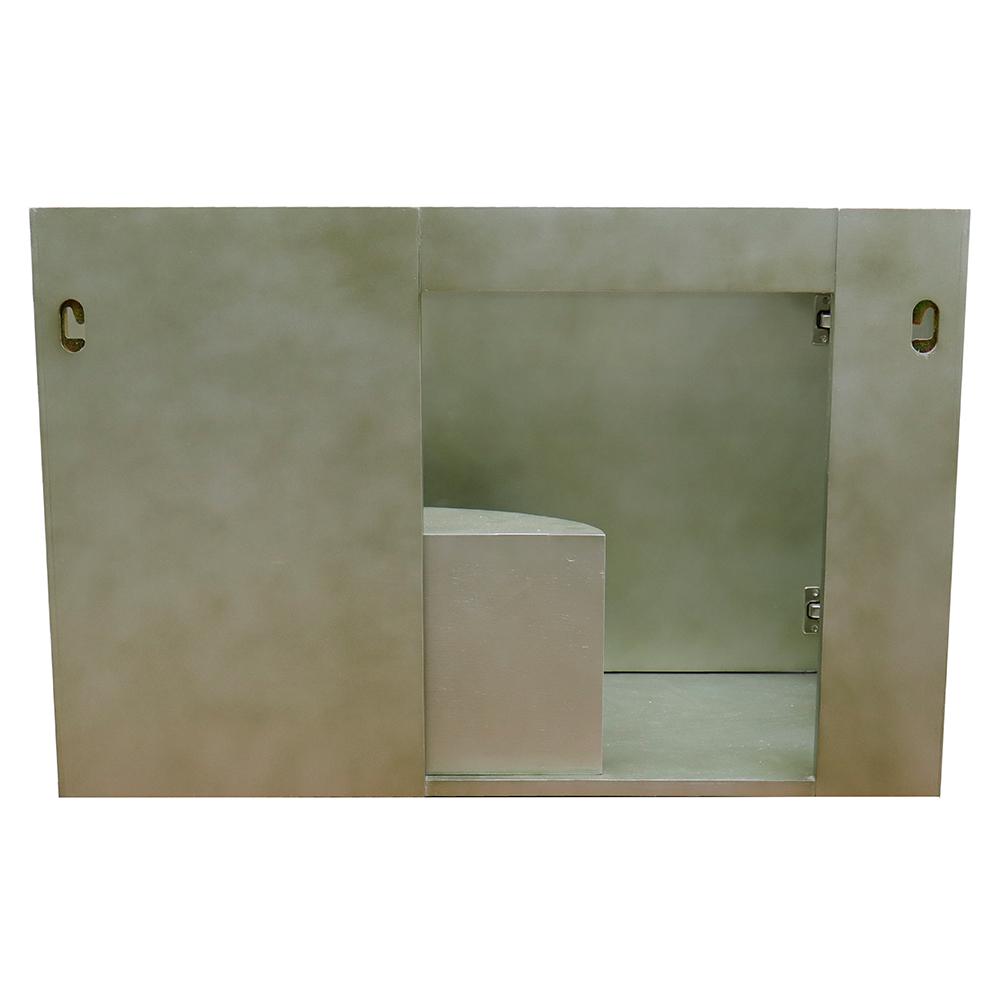 37" Single Wall Mount Vanity In Linen Brown Finish Top With Gray Granite And Round Sink - Luxe Bathroom Vanities