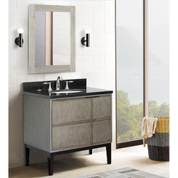 37" Single Vanity In Linen Brown Finish Top With Black Galaxy And Oval Sink - Luxe Bathroom Vanities