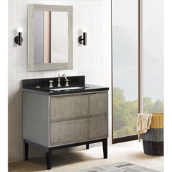 37" Single Vanity In Linen Brown Finish Top With Black Galaxy And Rectangle Sink - Luxe Bathroom Vanities