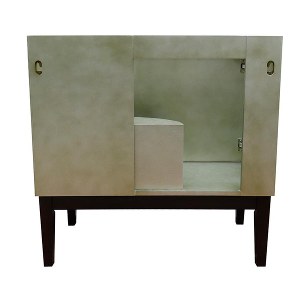 37" Single Vanity In Linen Brown Finish Top With Gray Granite And Oval Sink - Luxe Bathroom Vanities