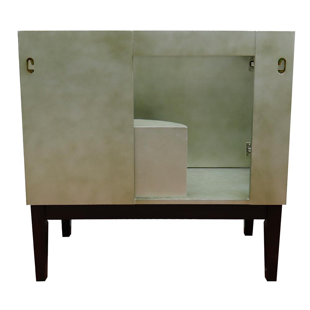 37" Single Vanity In Linen Brown Finish Top With Gray Granite And Round Sink - Luxe Bathroom Vanities