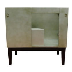 37" Single Vanity In Linen Brown Finish Top With White Carrara And Oval Sink - Luxe Bathroom Vanities