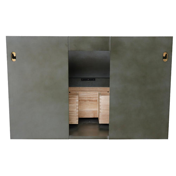 37" Single Wall Mount Vanity In Linen Gray Finish Top With Gray Granite And Rectangle Sink - Luxe Bathroom Vanities