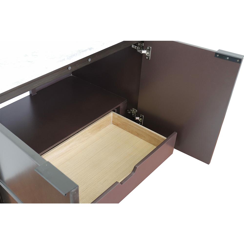 37" Single Wall Mount Vanity In Cappuccino Finish Top With Black Galaxy And Round Sink - Luxe Bathroom Vanities