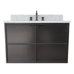 37" Single Wall Mount Vanity In Cappuccino Finish Top With Gray Granite And Oval Sink - Luxe Bathroom Vanities