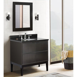 37" Single Vanity In Cappuccino Finish Top With Black Galaxy And Oval Sink - Luxe Bathroom Vanities